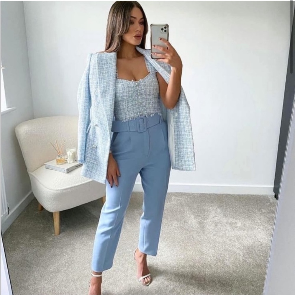 Zara High Waisted Belt Pants